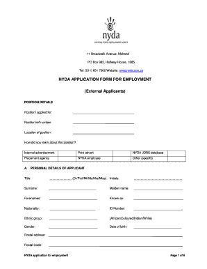 Example of a Nyda Job Filled Form