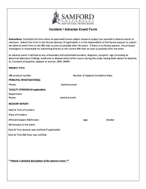 Incident Adverse Event Form