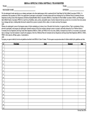 Usssa Printable Roster Forms
