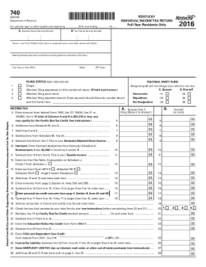 TY2016 Individual Income Tax Forms Department of Revenue Revenue Ky