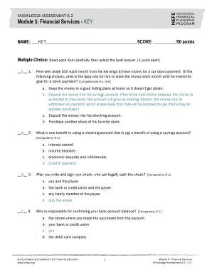 Module 5 Financial Services Answer Key  Form