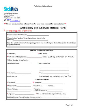 Sickkids Referral Form