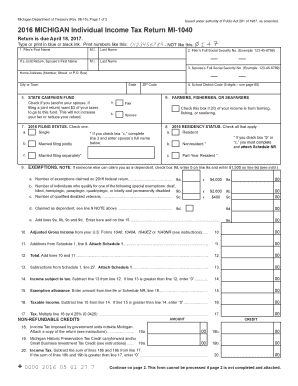 Get and Sign Michigan Individual Income Tax Return MI 1040 Michigan Individual Income Tax Return MI 1040 Michigan  Form