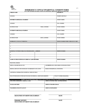 EMERGENCY CONTACTPARENTAL CONSENT FORM