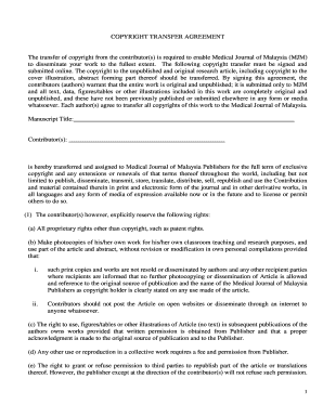 The Transfer of Copyright from the Contributors is Required to Enable Medical Journal of Malaysia MJM Mma Org  Form