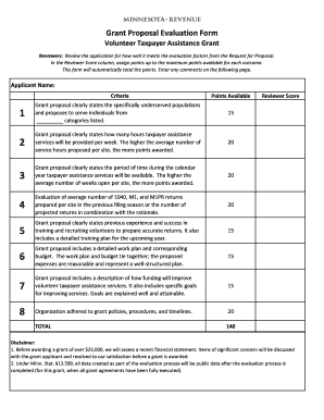 Grant Evaluation Template  Form