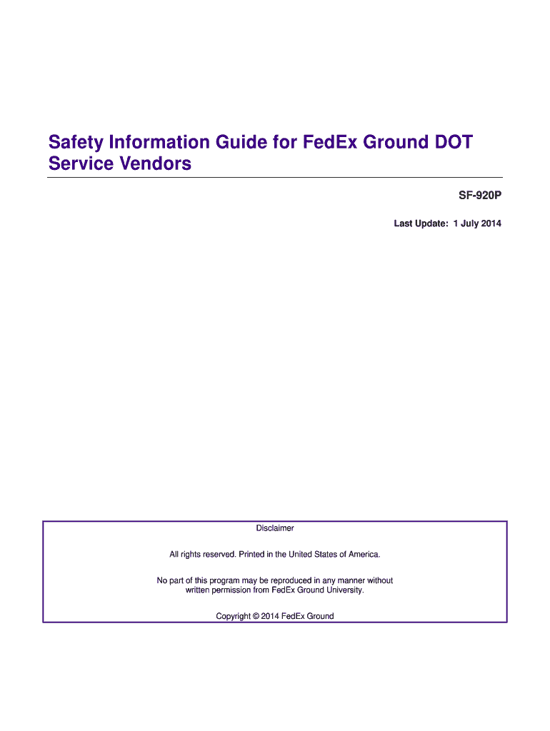Fedex Safety Presentation  Form