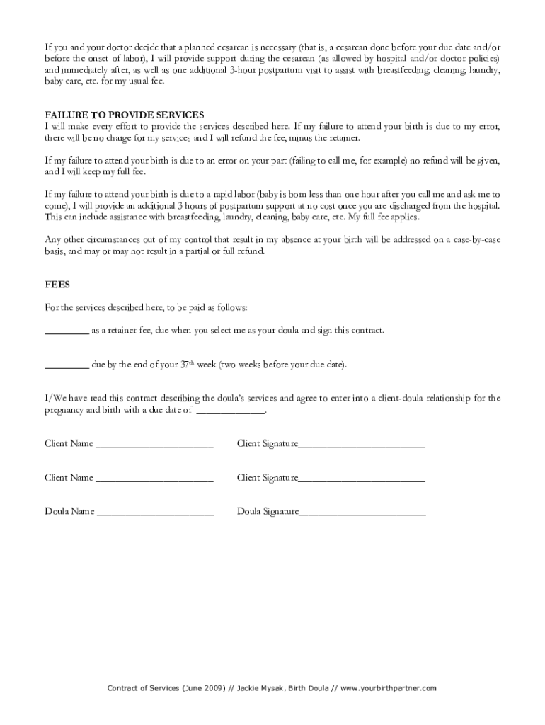 Doula Contract  Form