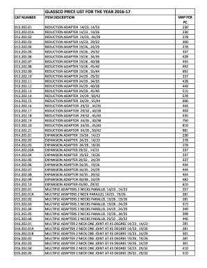 Glassco Price List 23  Form
