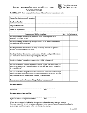 Probation Checklist  Form