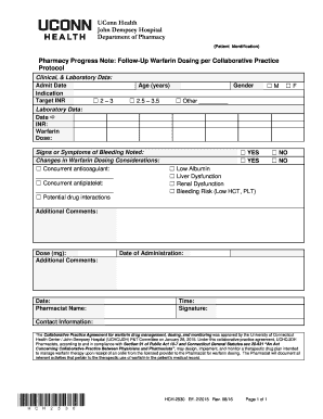 Pharmacy Progress Note Follow Up Dosing Per Collaborative Practice  Form