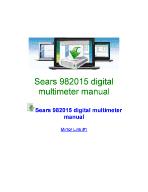 Sears 982015 Digital Multimeter Manual  Form