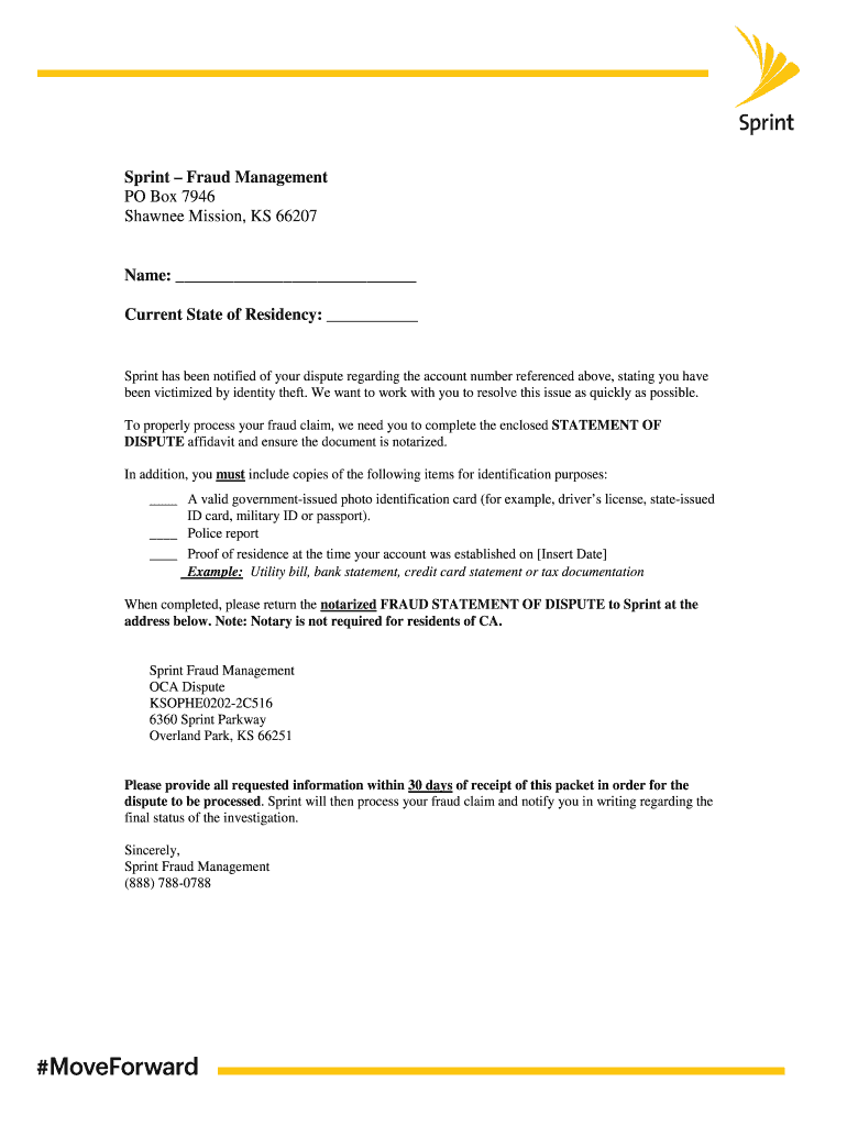 Sprint Com Fraud  Form