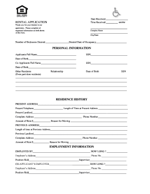 Rental Application MACO Management  Form