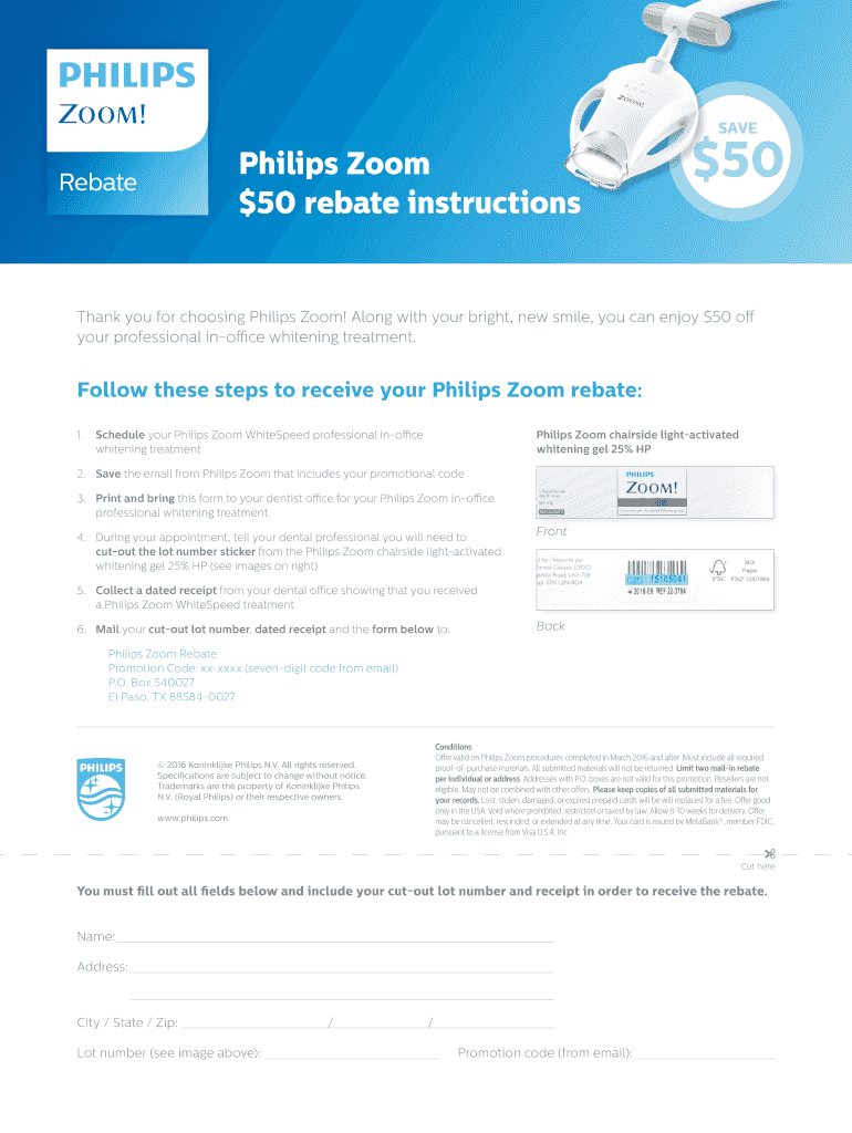 Philips Zoom Rebate  Form