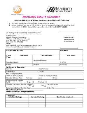 Manjano Beauty Academy  Form