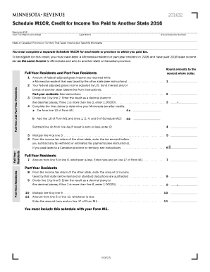 M1CR, Credit for Income Tax Paid to Another State  Form