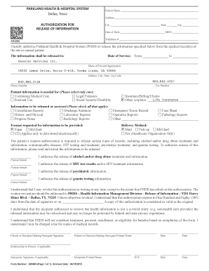  Parkland Hospital Discharge Papers 2015-2024