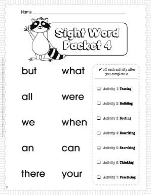 Scholastic Sight Words PDF  Form