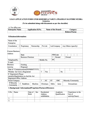 LOAN APPLICATION FORM for KISHORE &amp; TARUN PRADHAN