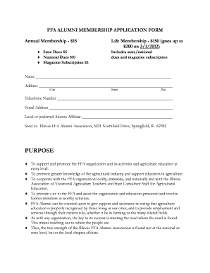 FFA ALUMNI MEMBERSHIP APPLICATION FORM DOC Agriculturaleducation