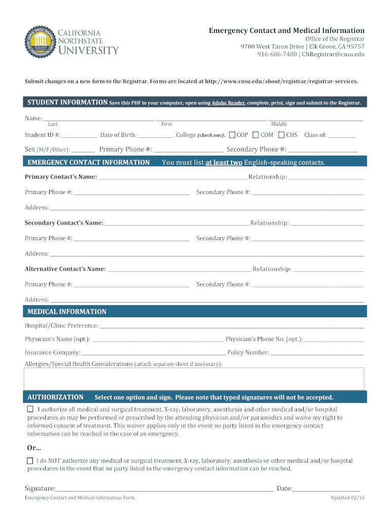 Y Office of the Registrar Cnsu Edu  Form