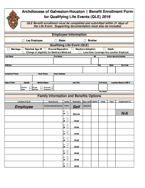  Archdiocese of Galveston Houston Benefit Enrollment Form Archgh 2016