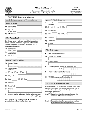 Affidavit of Support Uscis Gov  Form