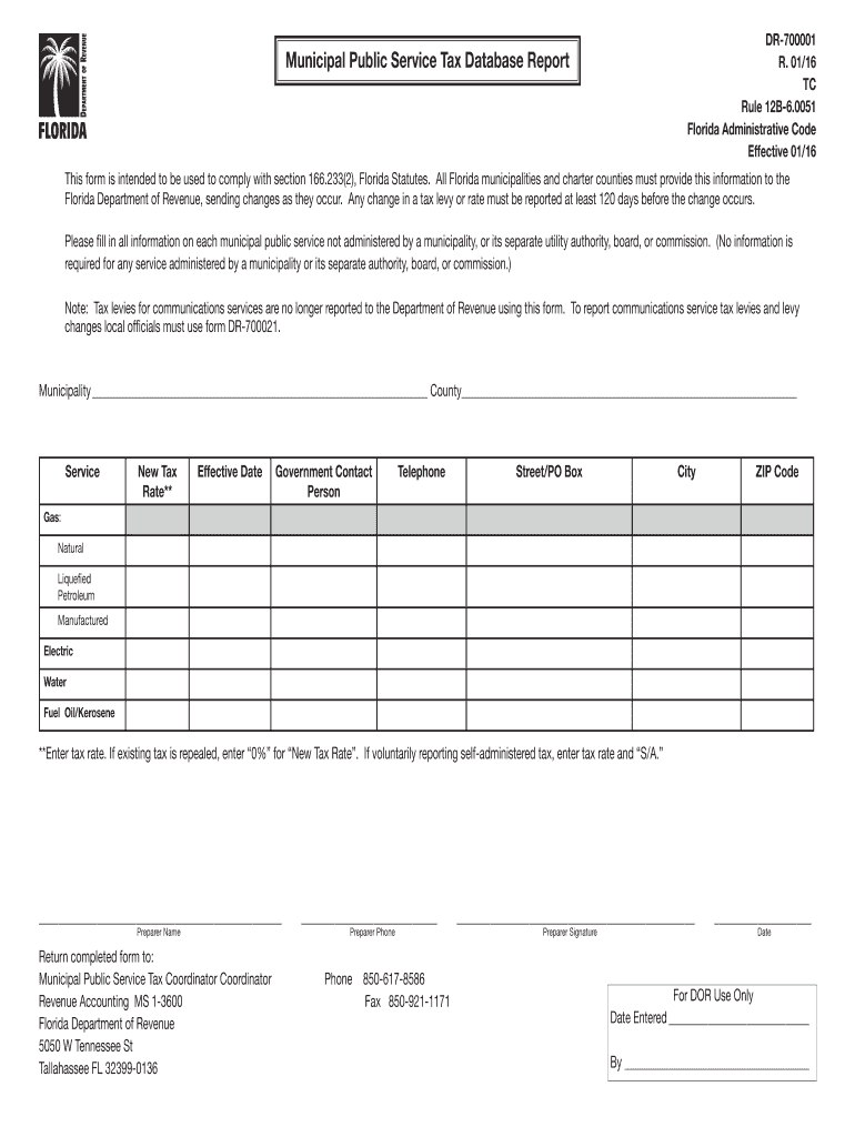  Florida Public Service Tax 2016-2024