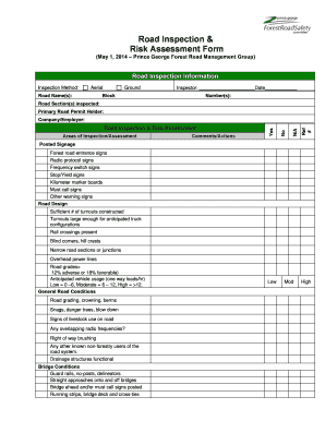 Road Risk Assessment Template  Form