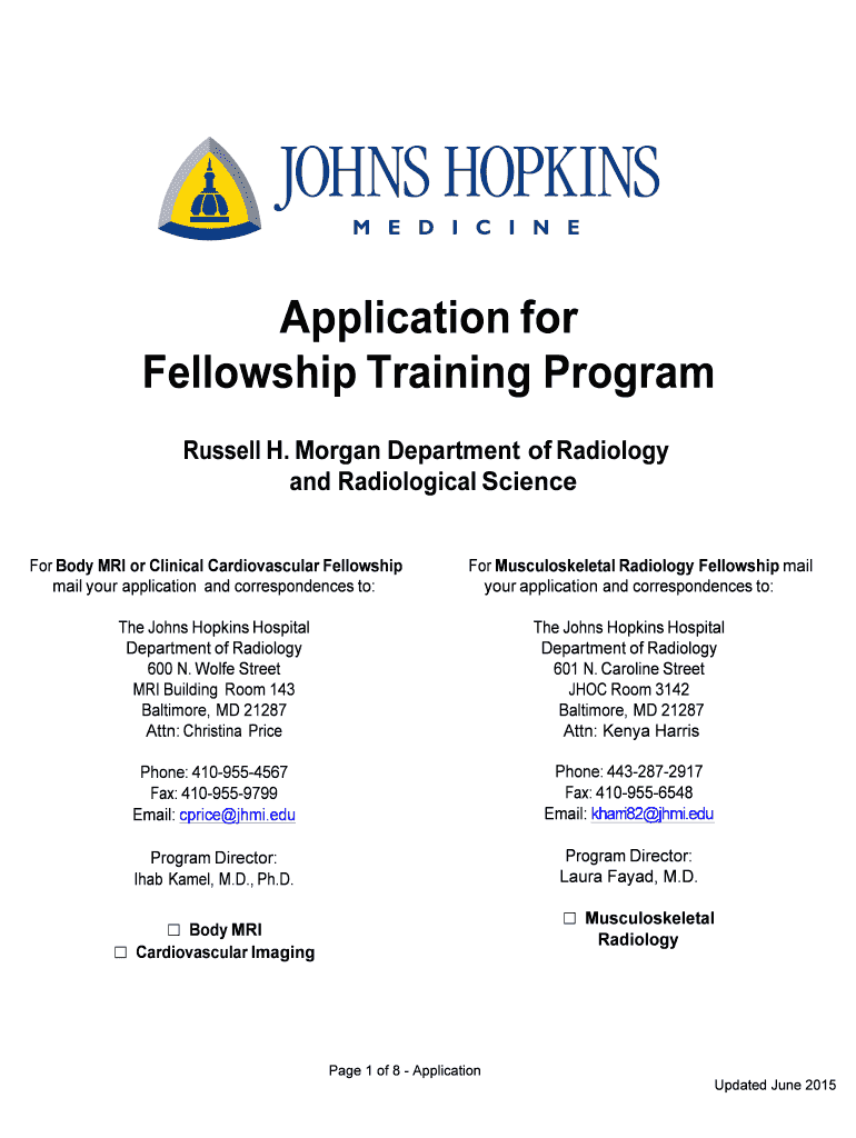 Get and Sign Johns Hopkins ASTP MSK Fellowship Application 06 Rtf 2015-2022 Form