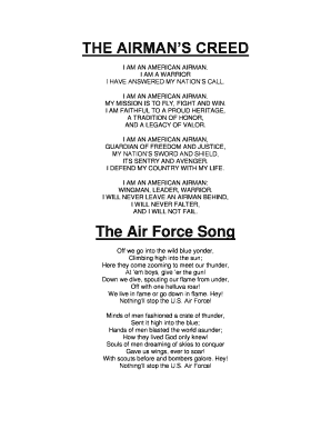 Printable Airman&#039;s Creed  Form