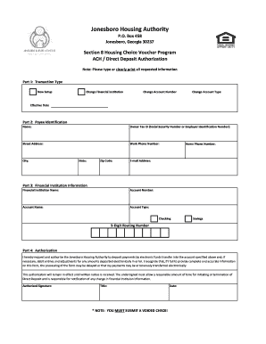 Section 8 Direct Deposit Form