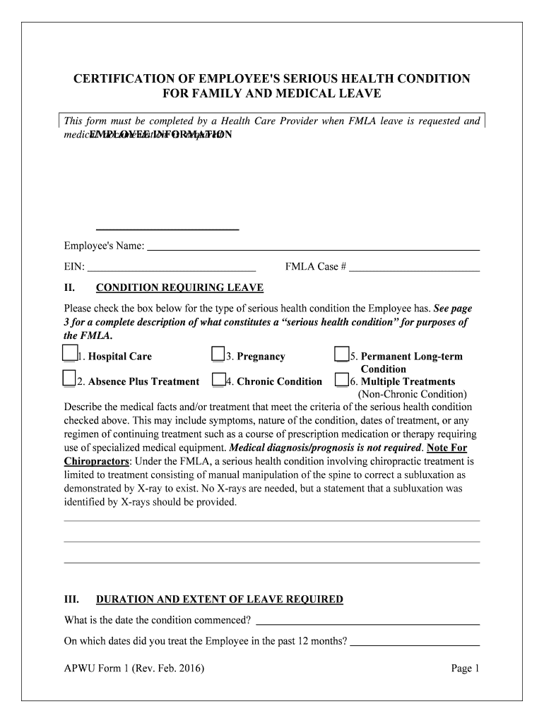 Form CA 16 Authorization for Examination Medical APWU