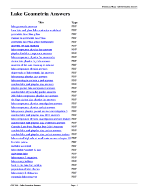 Lake Geometria Answer Key  Form