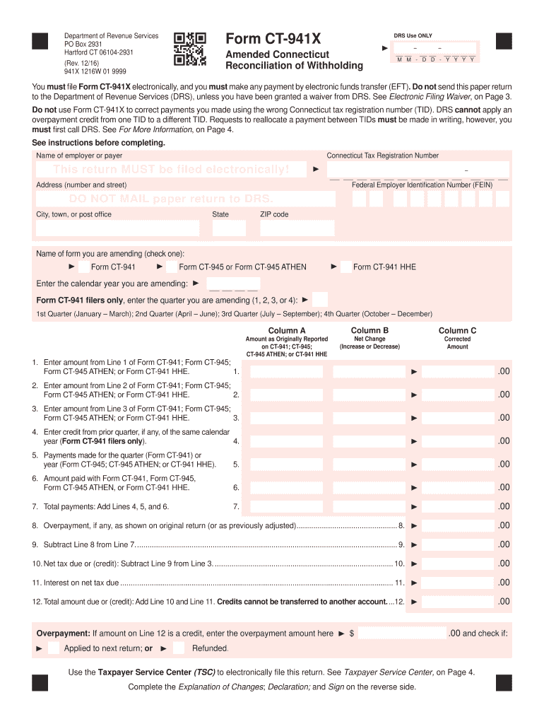 Get and Sign Connecticut Amended 2016 Form