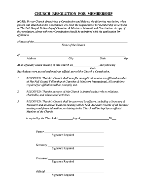 Church Board Resolution Sample  Form