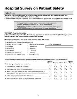 Hospital Survey on Patient Safety Culture Hospital Survey on Patient Safety Culture  Form