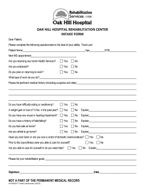 Hospital Intake Form