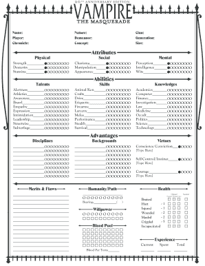 Vampire the Masquerade 5th Edition PDF Form - Fill Out and Sign Printable  PDF Template