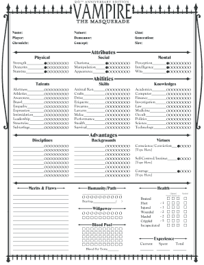 Steam Workshop::Vampire the Masquerade V5 Character Sheet