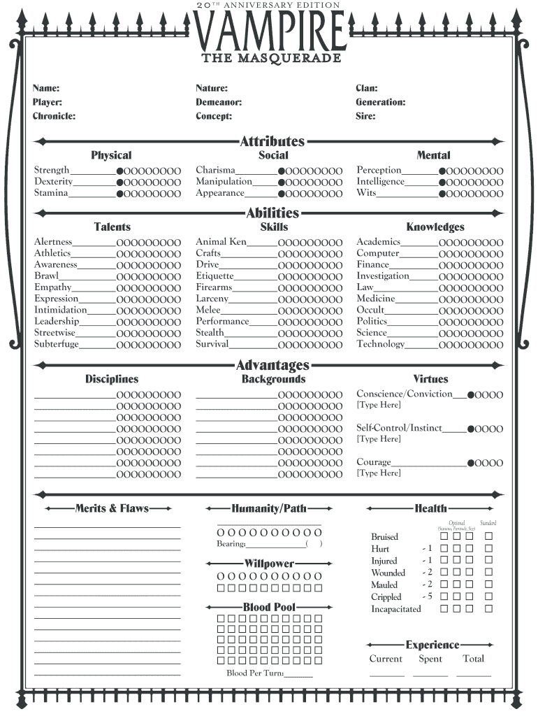 Vampire the Masquerade V5 PDF Download  Form