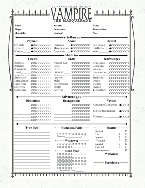 Vampire Character Sheet - Fill and Sign Printable Template Online