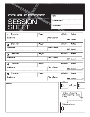 Double Cross Character Sheet  Form