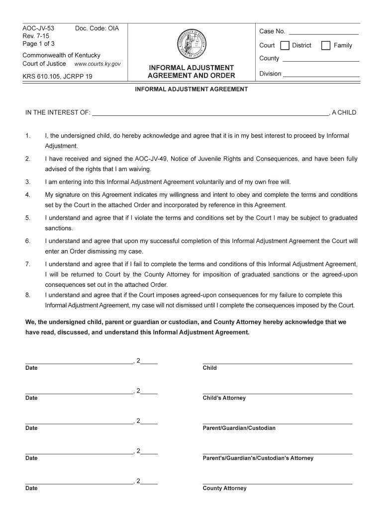 Kentucky Adjustment  Form