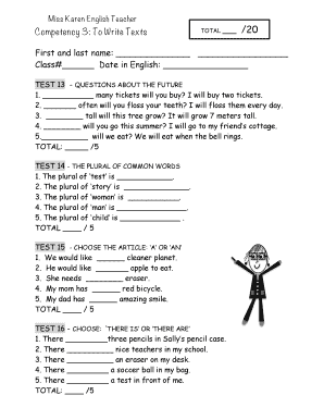 English Grade 5 Questions  Form