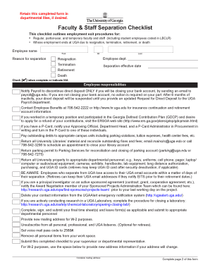  Faculty & Staff Separation Checklist 2016