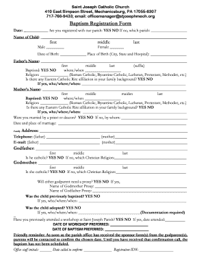 Baptism Registration Form