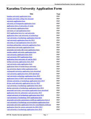 Online Application of Karatina University Form