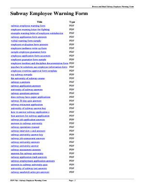 Subway Employee Warning Form